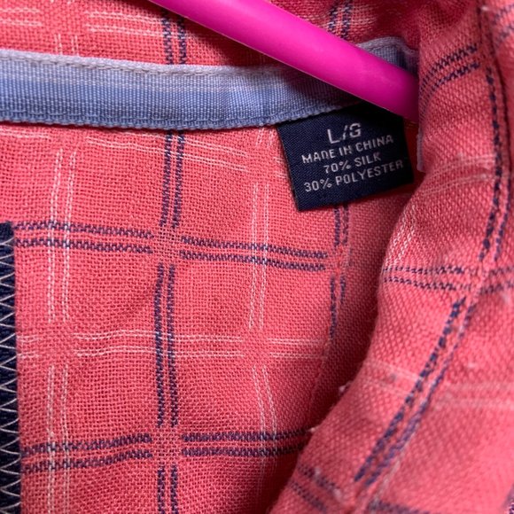 Tommy Bahama Island Zone Silk Blend Shirt Mens Size Large Pink Windowpane - Picture 3 of 6